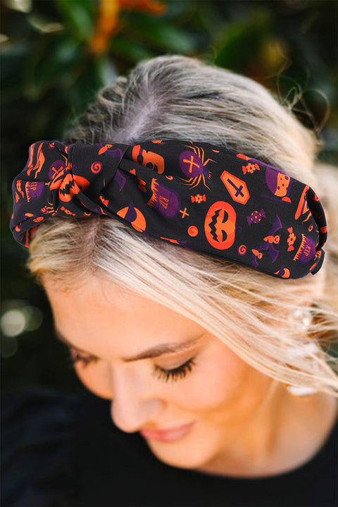 Carrot Halloween Pattern Print Knotted Headband