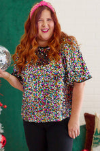 Silvery Vibrant Sequin Plus Size Short Sleeve Top