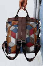 Chestnut Geometric Soft PU Leather Large Convertible Backpack