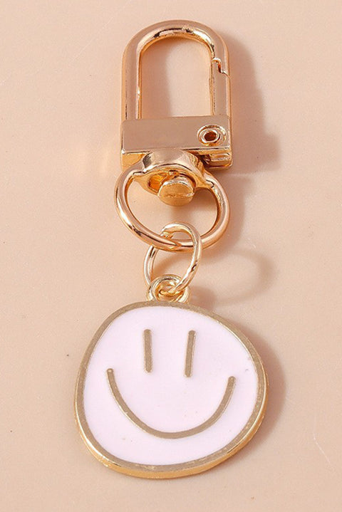 White Smile Face Large Buckle Alloy Keychain