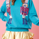 Blue Nutcracker Christmas Crew Neck Sweatshirt