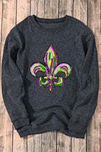 Gray Mardi Gras Symbol Heat Transfer Corded Pullover Sweatshirt