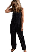 Black Adjustable Buckle Straps Multi Pocket Denim Overalls