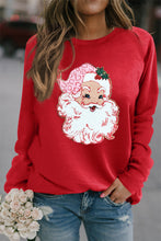 Red Santa Claus Graphic Crewneck Raglan Sleeve Christmas Sweatshirt