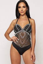 High Neck Sleeveless Diamante Bodysuit