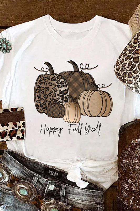 Happy Fall Y'all Pumpkin Print Graphic T Shirt