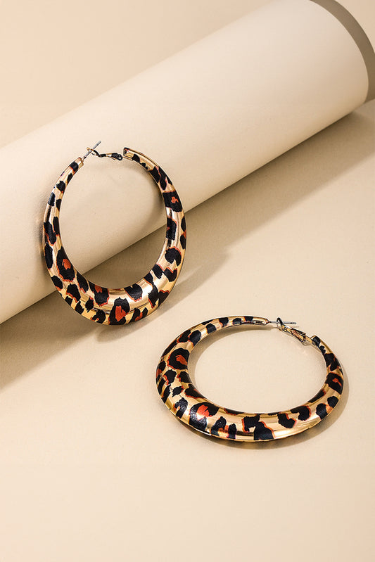 Brown Bold Leopard Ring Hoop Earrings