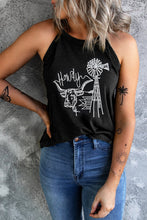 Black Western Howdy Embroidered O Neck Tank Top