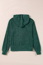 Evergreen Ribbed Zip Up Front Drawstring Hoodie