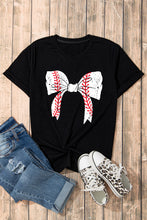 Black Baseball Bowknot Graphic Casual Tee