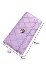 Orchid Petal Crown Decor Quilted Trifold Clutch Faux Leather Wallet