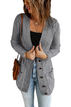 Dark Gray Front Pocket and Buttons Closure Cardigan