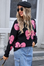 Black Valentine Bowknot Knitted Round Neck Fashion Sweater