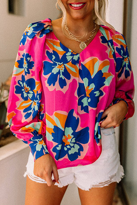 Flower Print Puff Sleeve Blouse