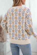 Apricot Floral Pattern Crew Neck Sweater