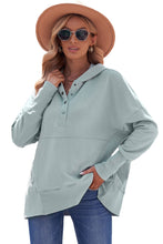 Batwing Sleeve Pocketed Henley Hoodie