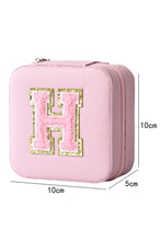 Pink H Chenille Letter Jewelry Organizer Box