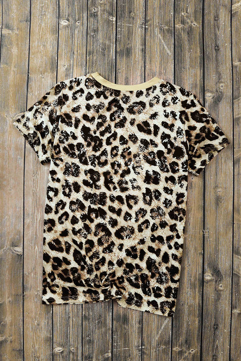 Leopard Cowgirl Boots Graphic Bleached Leopard T Shirt