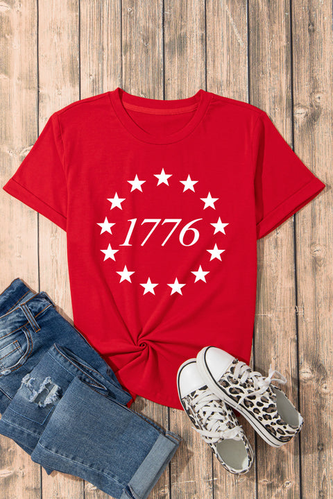 Red Star 1776 Graphic Crewneck T Shirt