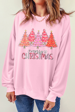 Pink Rhinestone Merry CHRISTMAS Christmas Tree Graphic Sweatshirt