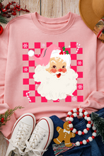 Pink Fancy Checkered Father Christmas Graphic Sweatshirt