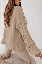 Parchment Tasseled Braided Knit Sweater