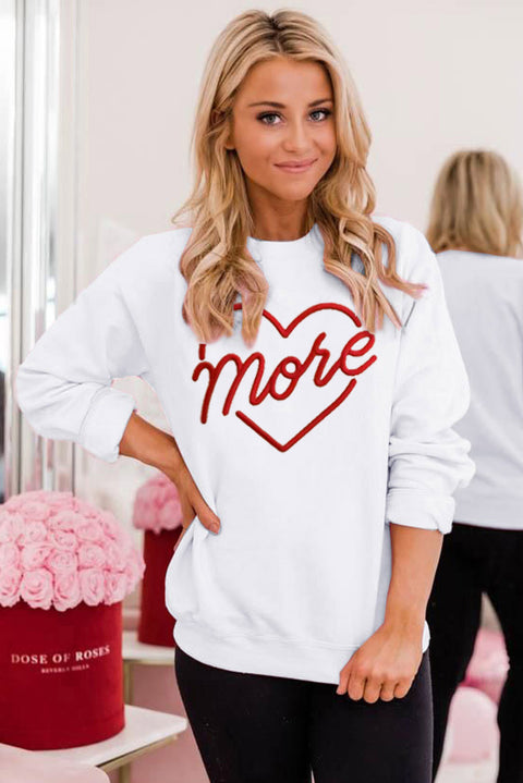 Heart Shaped Embroidered Pullover Sweatshirt