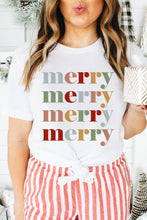 White Colorful merry Printed Crewneck Christmas T Shirt