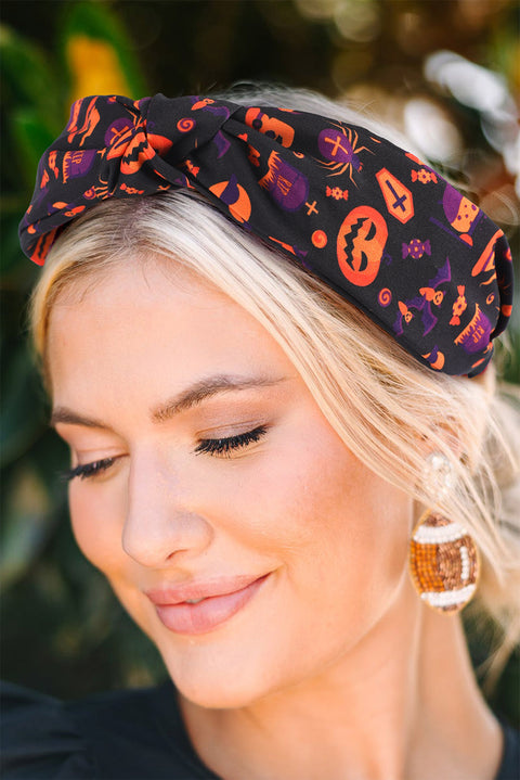 Carrot Halloween Pattern Print Knotted Headband