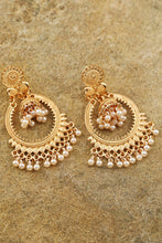 Gold Boho Pearl Tasseled Alloy Dangle Earrings