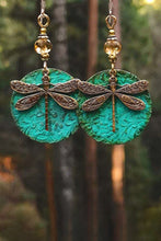 Dark Green Retro Dragonfly Hook Drop Earrings