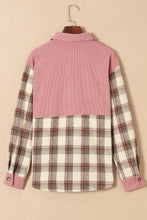 Plaid Corded Patchwork Flap Pocket Shacket