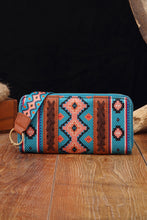 Ashleigh Blue Western Aztec Print PU Leather Wristlet Wallet