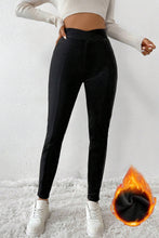 Black Crossed Waist Seamed Leg Thermal Leggings