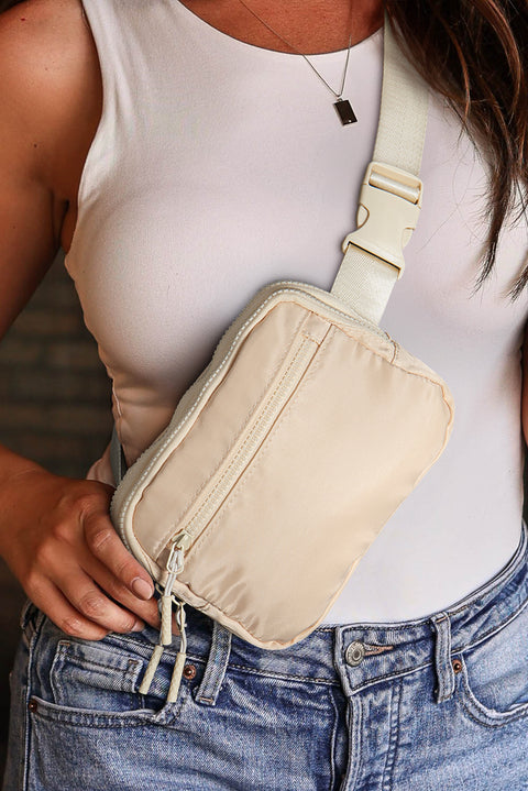 Wide Belt Zipped Square Crossbody Bag