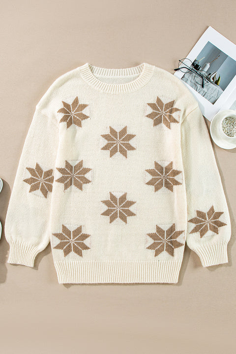 White Snowflake Christmas Tunic Sweater