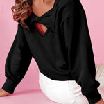 Black Bowknot Dewback Round Neck Sweatshirt