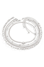 Silvery 5pcs Layered Rhinestone Plated Chain Collarbone Necklaces Set