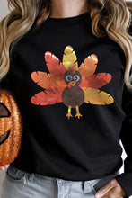 Black Leafy Turkey Graphic Crewneck Thanksgiving Sweatshirt