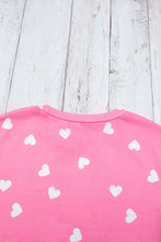 Pink Valentine Heart Print Long Sleeve Tee and Shorts Lounge Set