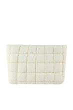 White Zipper Quilted Puffer Cosmetic Bag