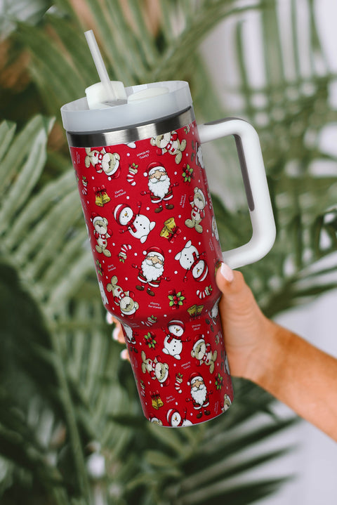 Vasos de acero inoxidable con asa y estampado navideño azul islandés 