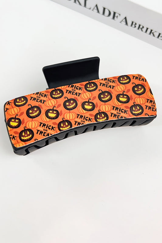 Orange Trick or Treat Halloween Print Hair Clip