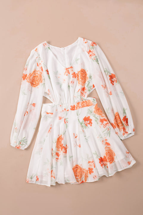 Long Sleeve Cut-out Floral Dress