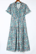 Paisley Print Boho Holiday Ruffle Tiered Maxi Dress