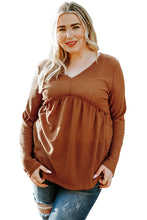 Plus Size Ruffled Waffle Knit Top