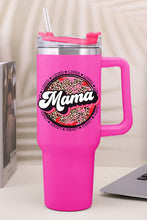 Taza aislante de acero inoxidable con estampado de leopardo Mama con asa de 40 oz