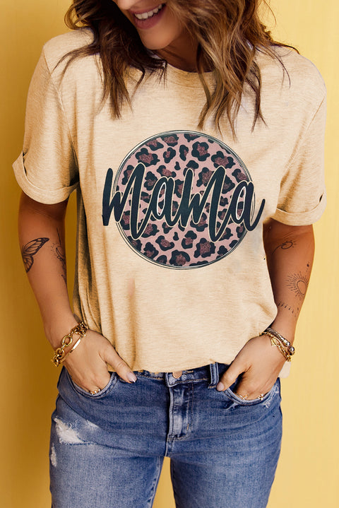 MOM life is the best life Leopard Print Graphic T Shirt