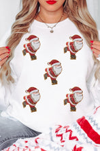 Beige Glitter Santa Claus Graphic Drop Shoulder Christmas Sweatshirt