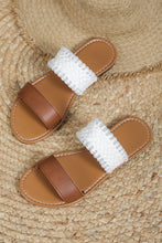 Chestnut Faux Leather Woven Strap Flat Slippers